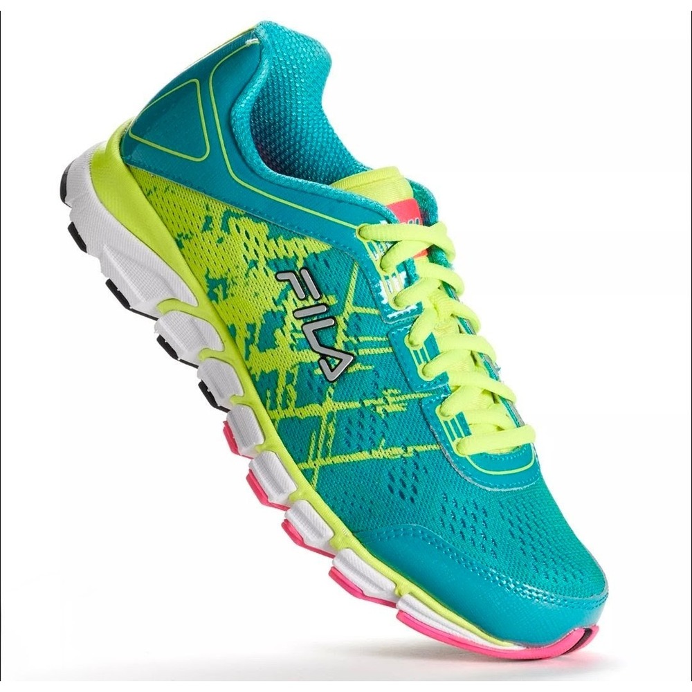 Fila Turbo Fuel Energized Womens 8.5 Running Shoes Teal Lime Green Pink Sneakers